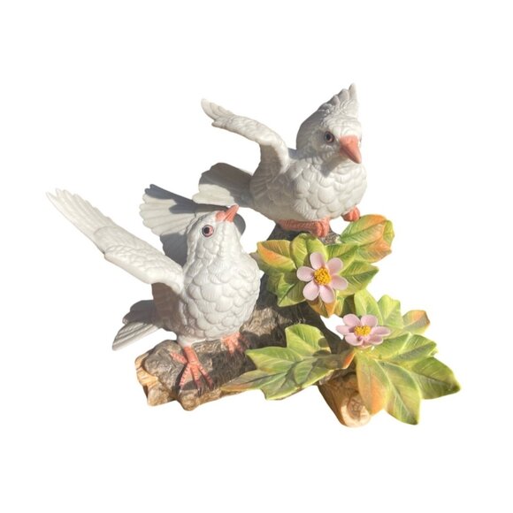 Porcelain Dove Sculpture Flower Branch Handpainted Home Decor Accent Lefton 1983 - Picture 1 of 7